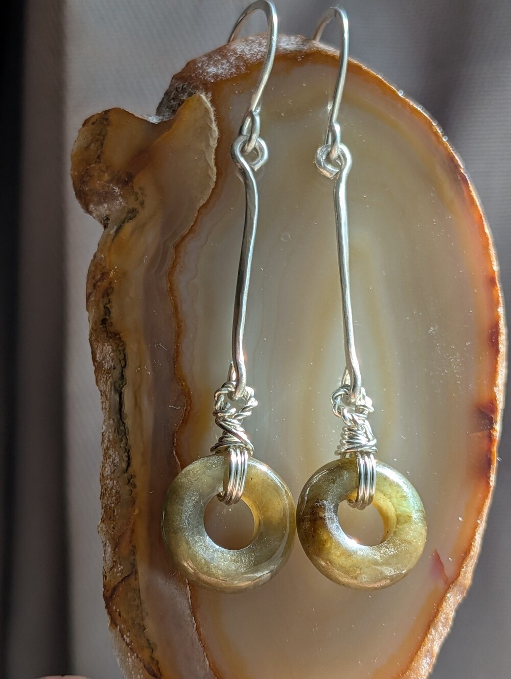 Sleek Artisan Jade Earrings - Solid Sterling Silver